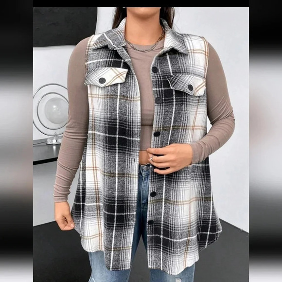 SHEIN Plaid Button Up VEST - Picture 5 of 10